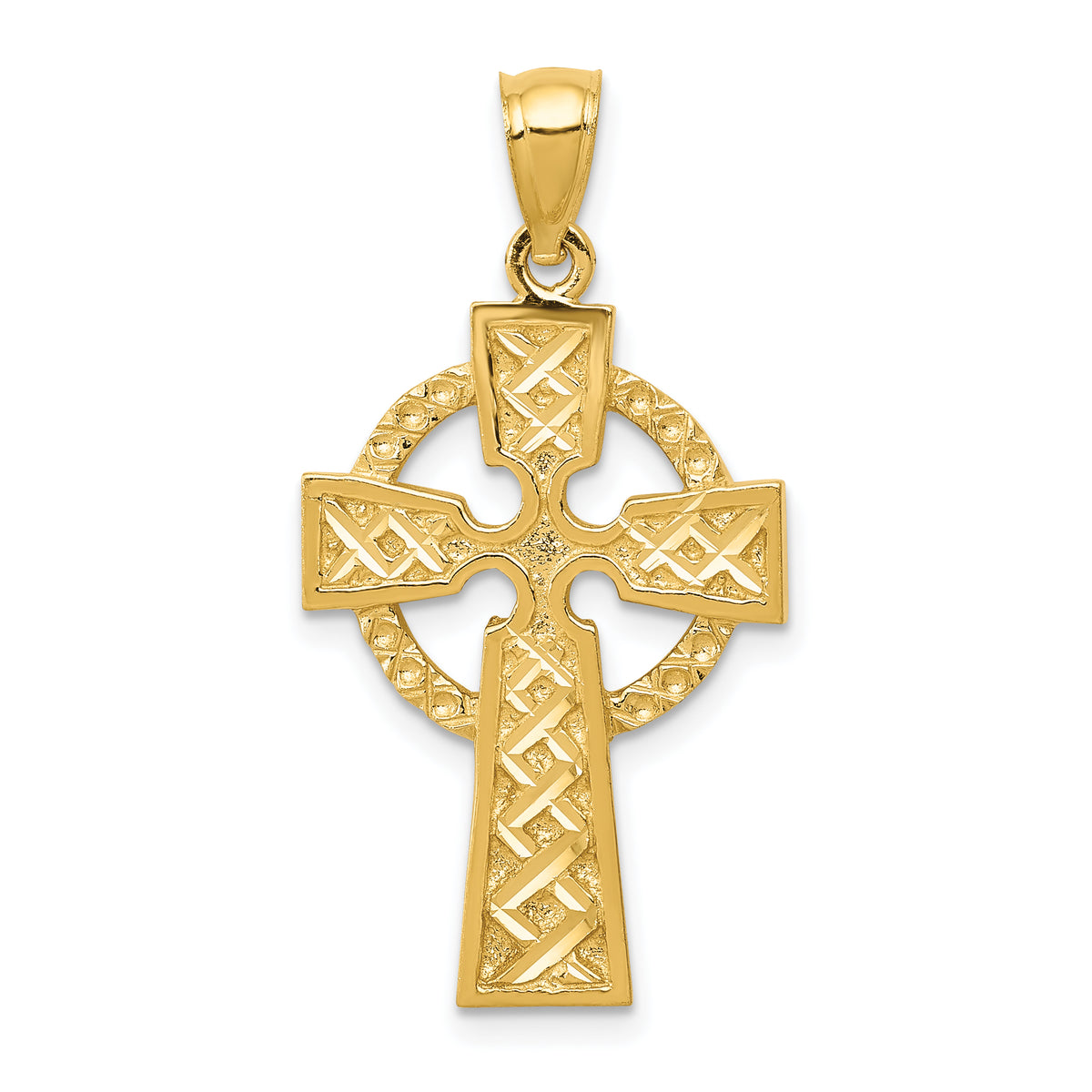 14k Diamond-cut Celtic Cross Pendant