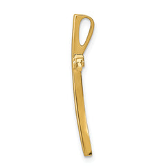 14K Gold Curved Cross Pendant Slide with Polished Finish Solid and Elegant Design