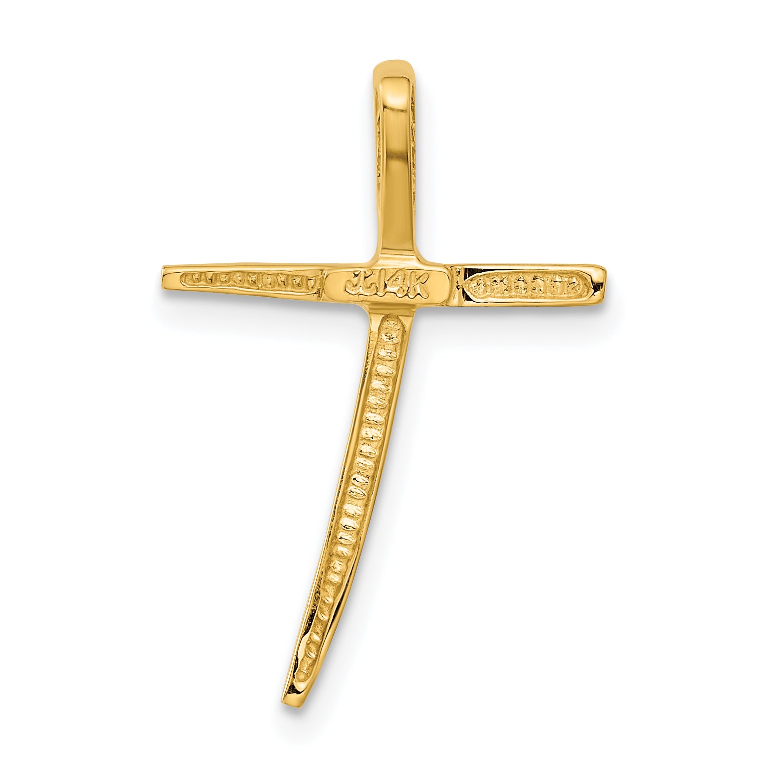 14K Polished Curved Cross Chain Slide