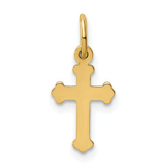 14K Gold Mini Polished Cross Charm with Flat Back  Elegant & Timeless Design