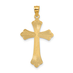 14K Gold Diamond-Cut Cross Pendant with Solid Casted Design