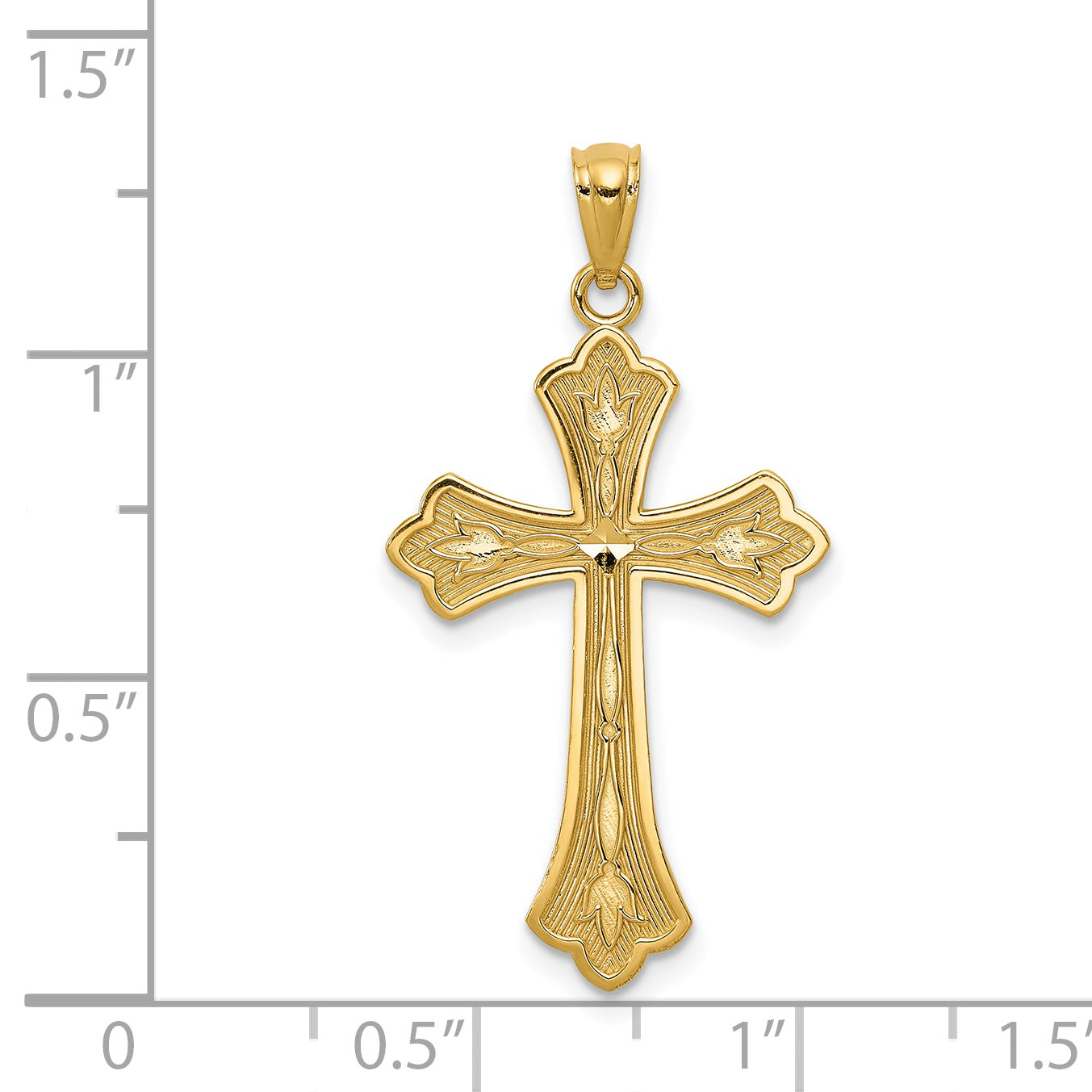 14K Gold Diamond-Cut Cross Pendant with Solid Casted Design