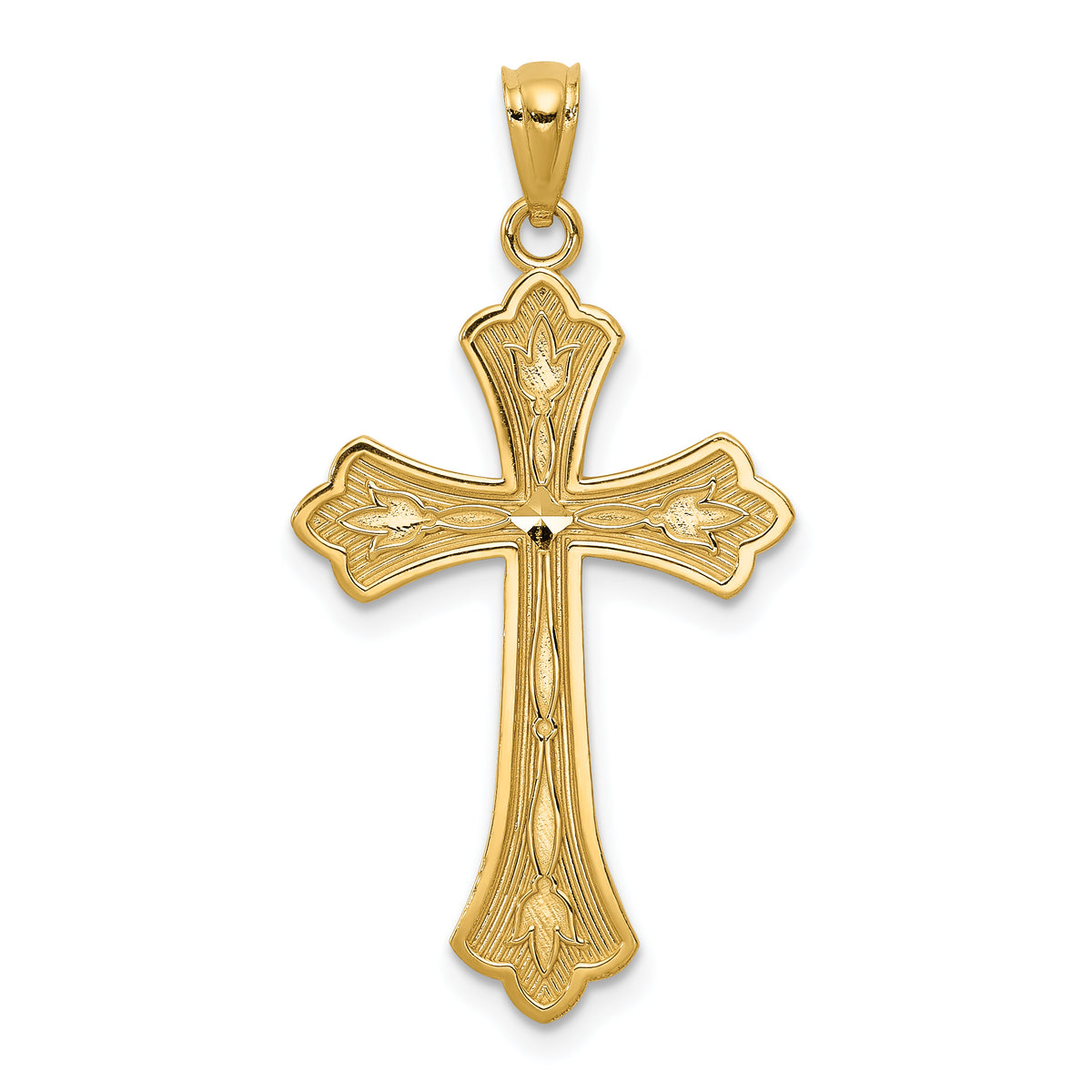 14k Diamond-cut Cross Pendant