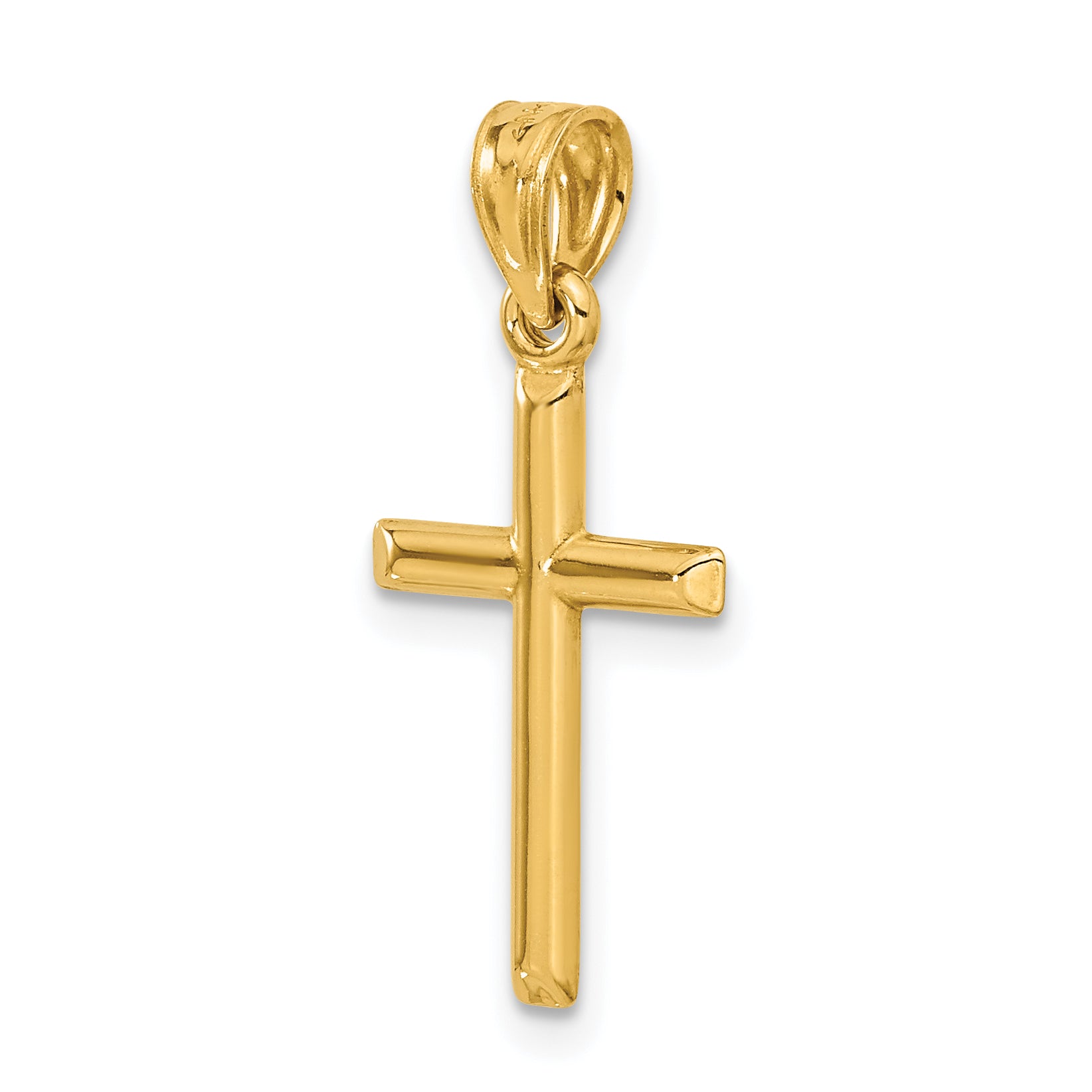 14K Gold Polished Hollow Cross Pendant, Elegant and Timeless Design