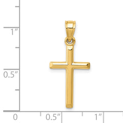 14K Gold Polished Hollow Cross Pendant, Elegant and Timeless Design