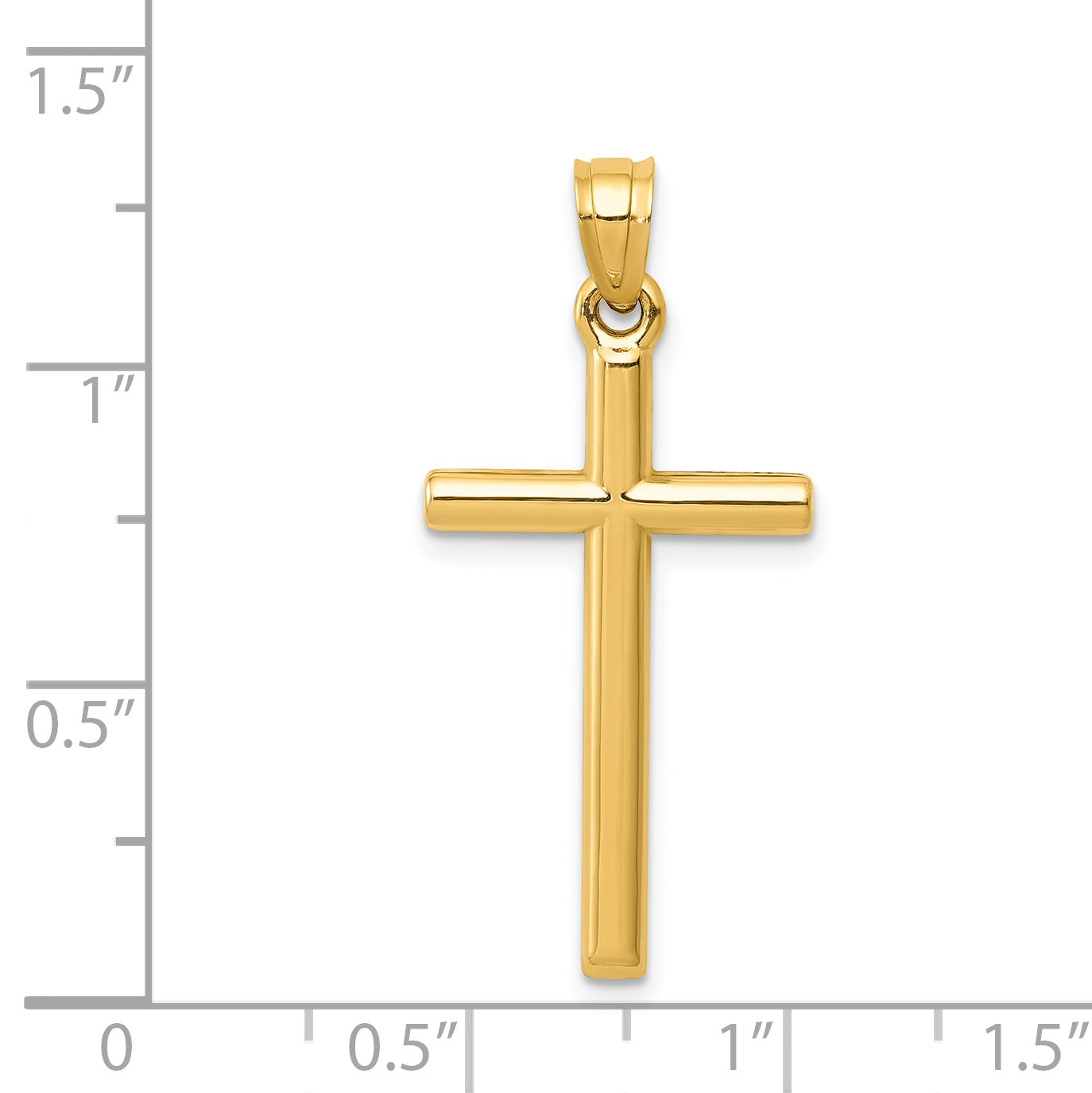 14K Gold Polished Hollow Cross Pendant for Elegant Everyday Wear