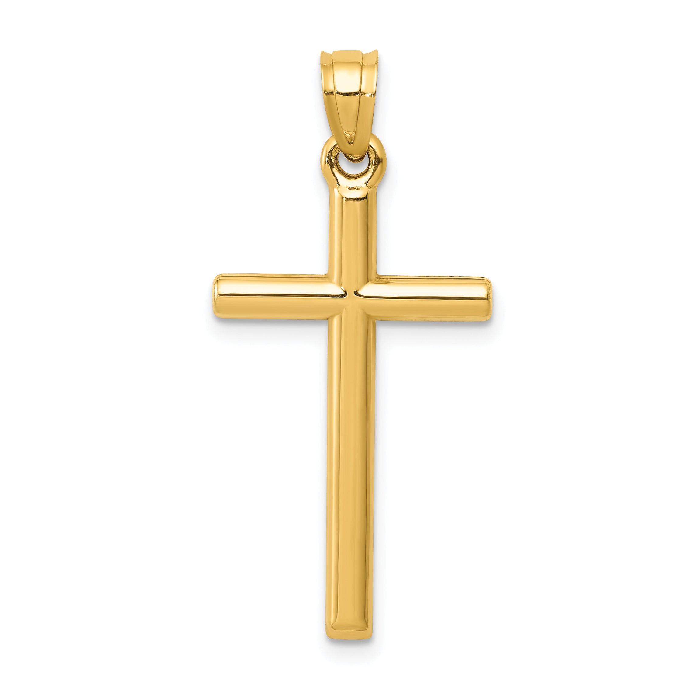 14k Polished Hollow Cross Pendant