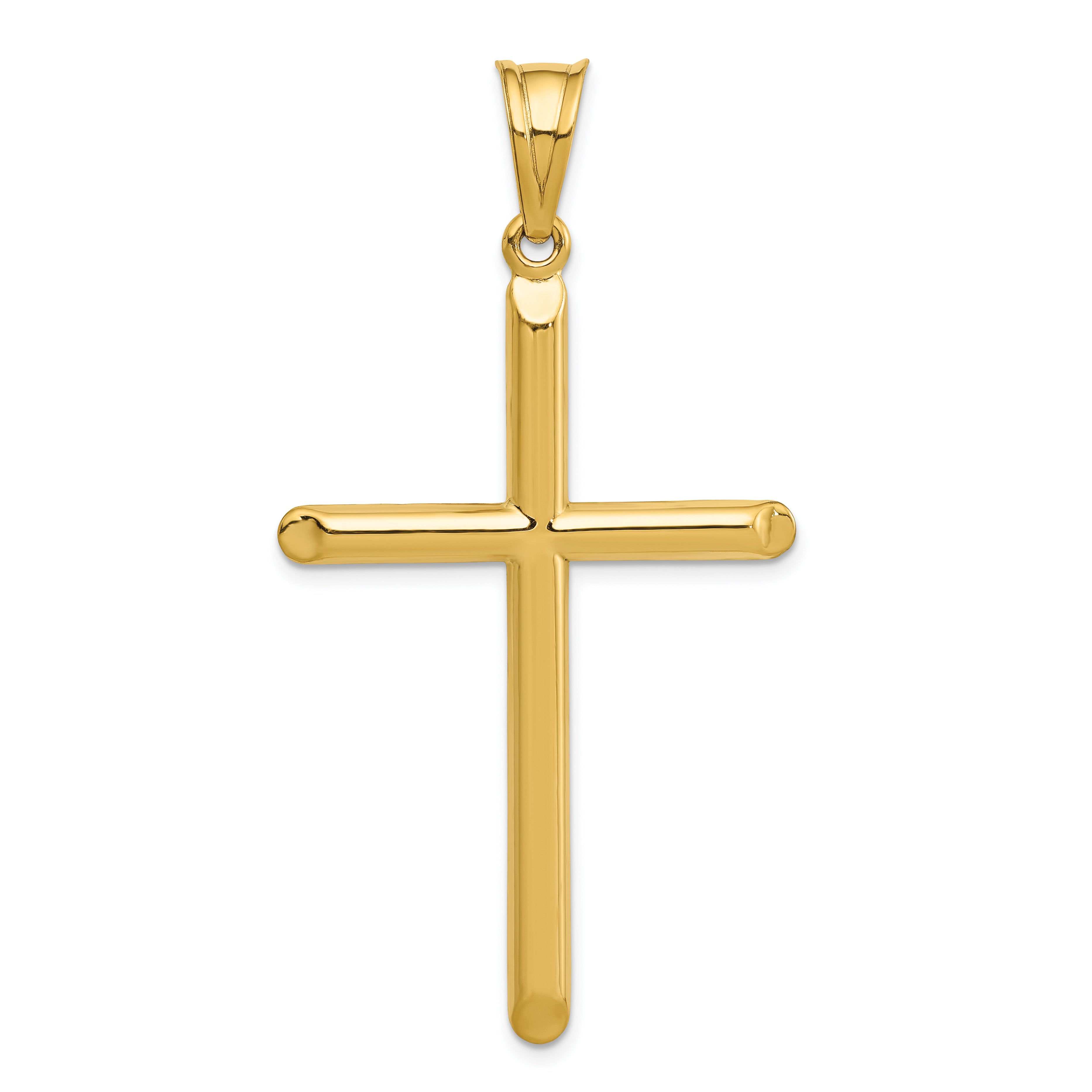 14K Gold Hollow 3D Cross Pendant with Elegant Design  56mm