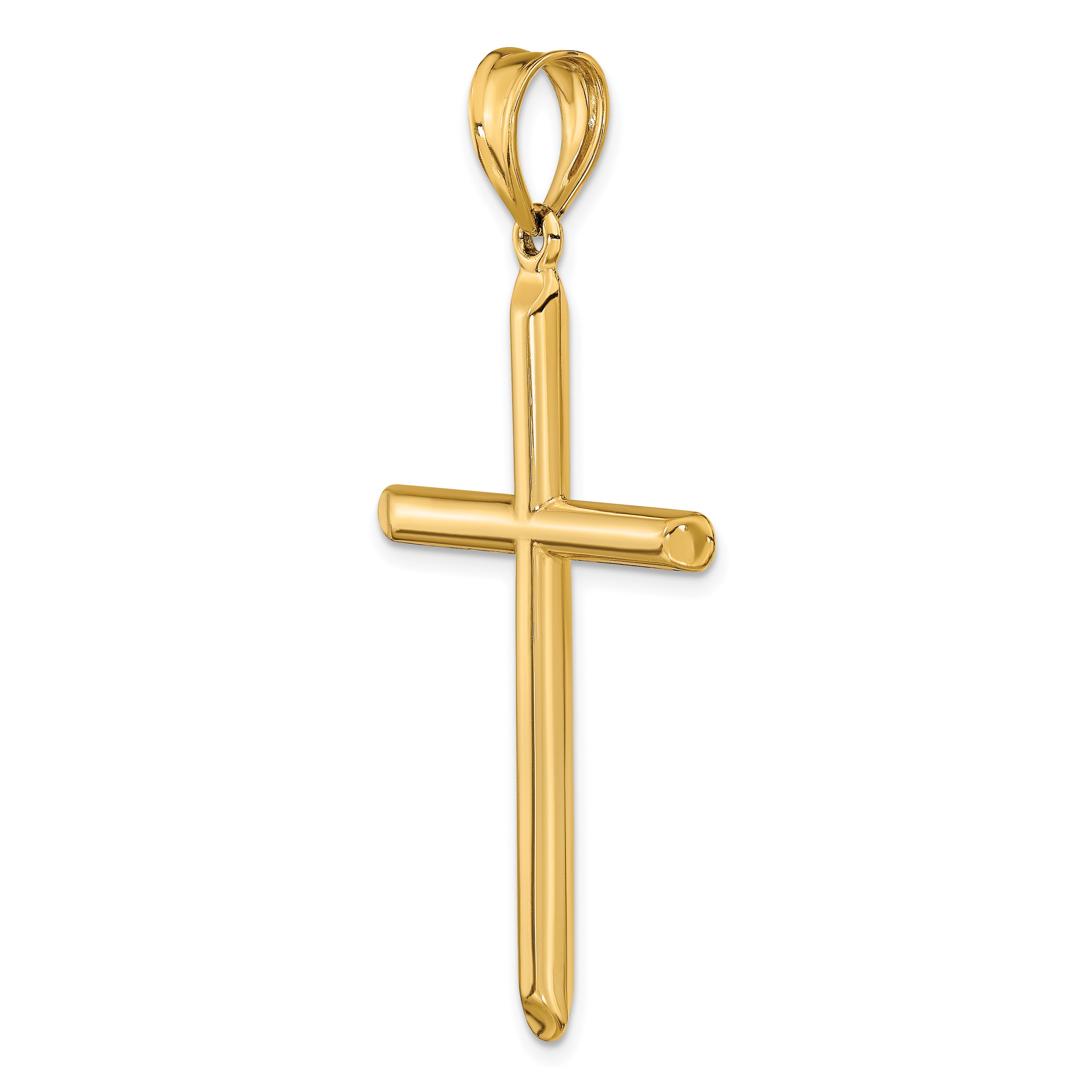 14K Gold Hollow 3D Cross Pendant with Elegant Design  56mm