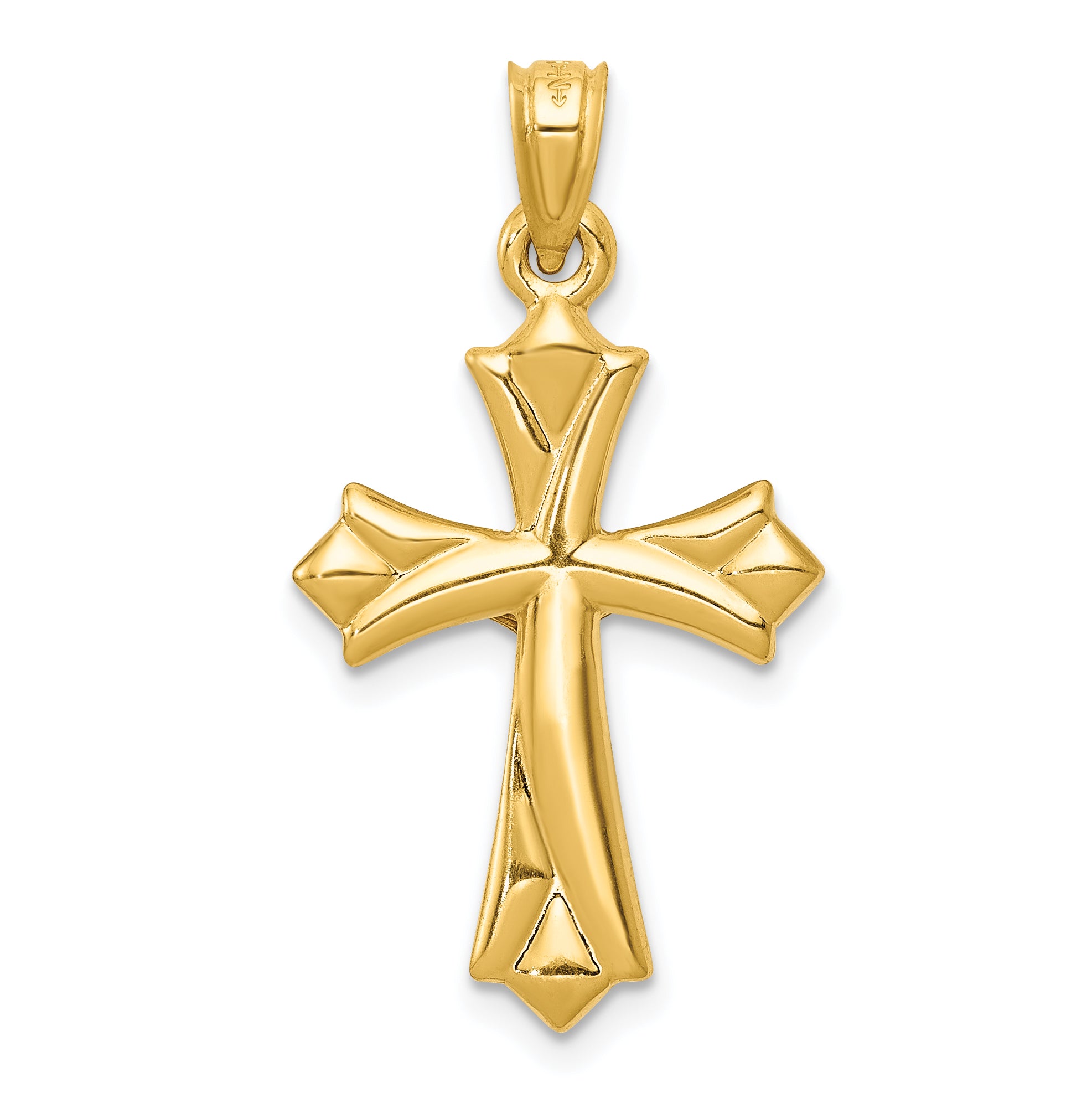 14K Gold Reversible Crucifix Pendant with Polished Finish