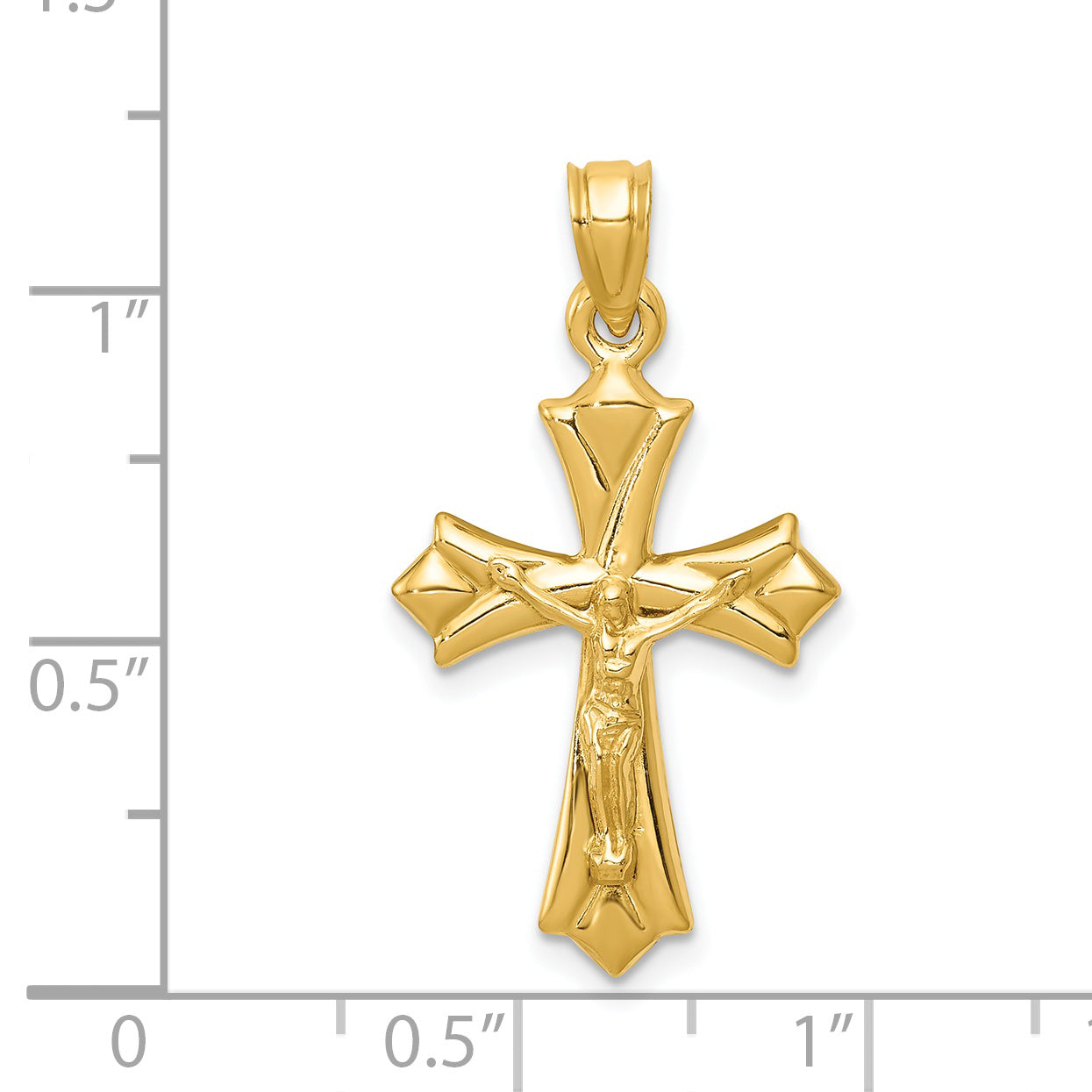 14K Gold Reversible Crucifix Pendant with Polished Finish