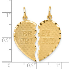 14K Gold Best Friend Diamond-Cut 2-Piece Polished Charm Pendant by Sophia Jewelers