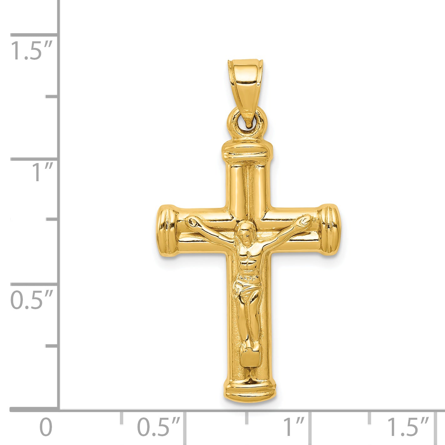 14K Gold Reversible Crucifix Pendant with Polished Finish