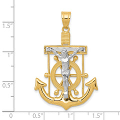 14K Two-Tone Gold Mariner's Cross Pendant with Diamond-Cut Detailing