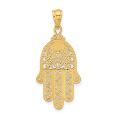 14k Diamond-cut Filigree Chamseh Pendant