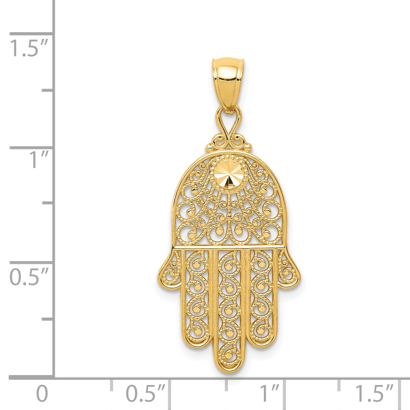 14k Diamond-cut Filigree Chamseh Pendant