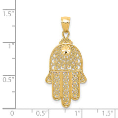 14k Diamond-cut Filigree Chamseh Pendant