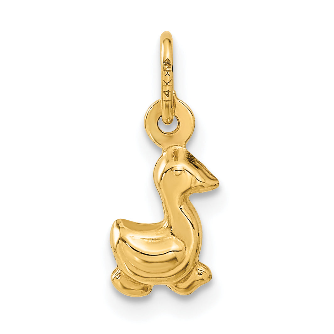 14K Gold 3D Duck Charm Pendant with Elegant Themed Design