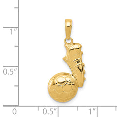 14K Gold Soccer Ball and Shoe Pendant for Men  Polished, Solid, Textured Design