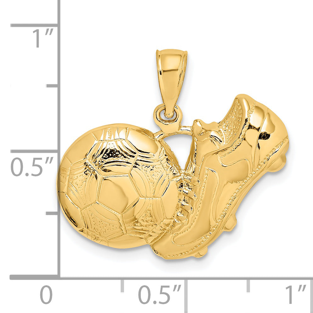 14k Soccer Shoe Kicking Ball Charm