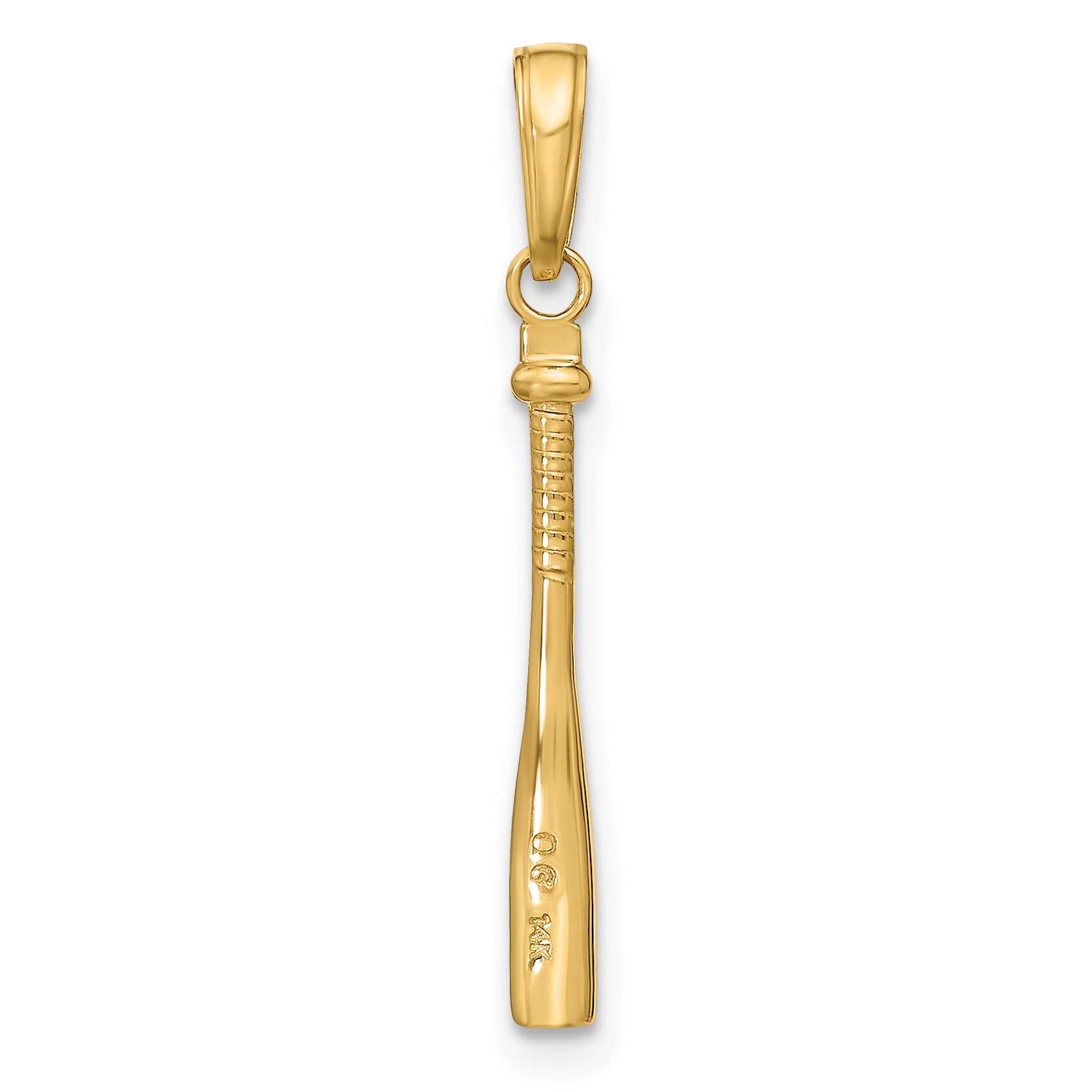 14K Gold 3D Baseball Bat Pendant, Polished Finish for Men