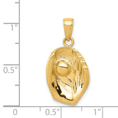 14K Gold Polished Baseball Glove and Ball Pendant for Men