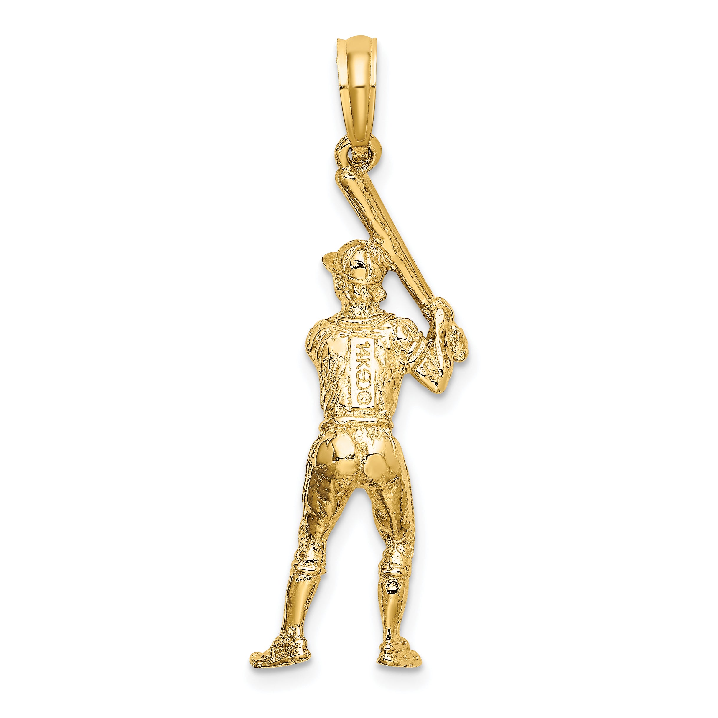 14k 3-D Baseball Player with Bat Charm