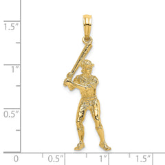 14k 3-D Baseball Player with Bat Charm