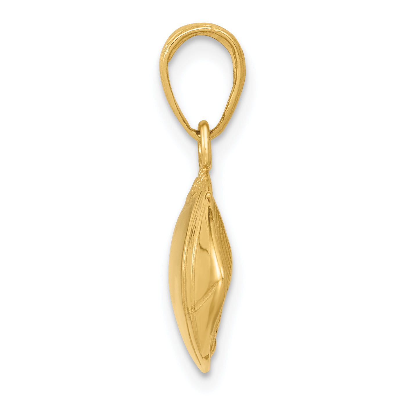 14K Gold Polished Football Pendant with Textured Concave Design