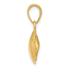 14K Gold Polished Football Pendant with Textured Concave Design