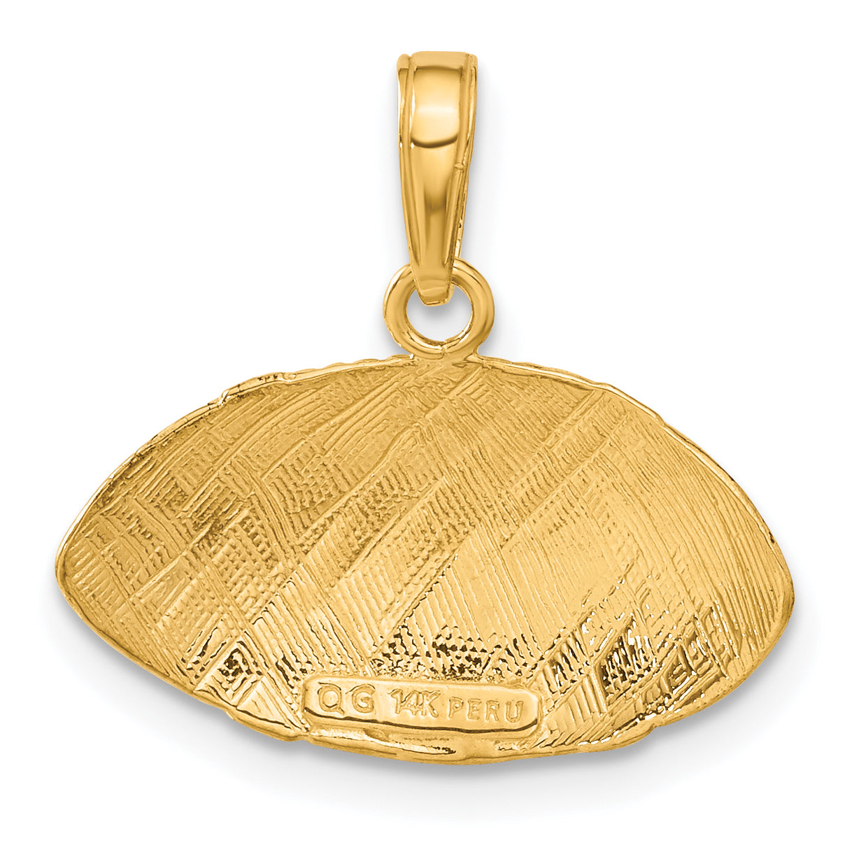 14K Gold Polished Football Pendant with Textured Concave Design