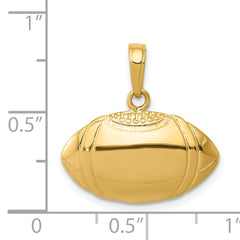 14K Gold Polished Football Pendant with Textured Concave Design