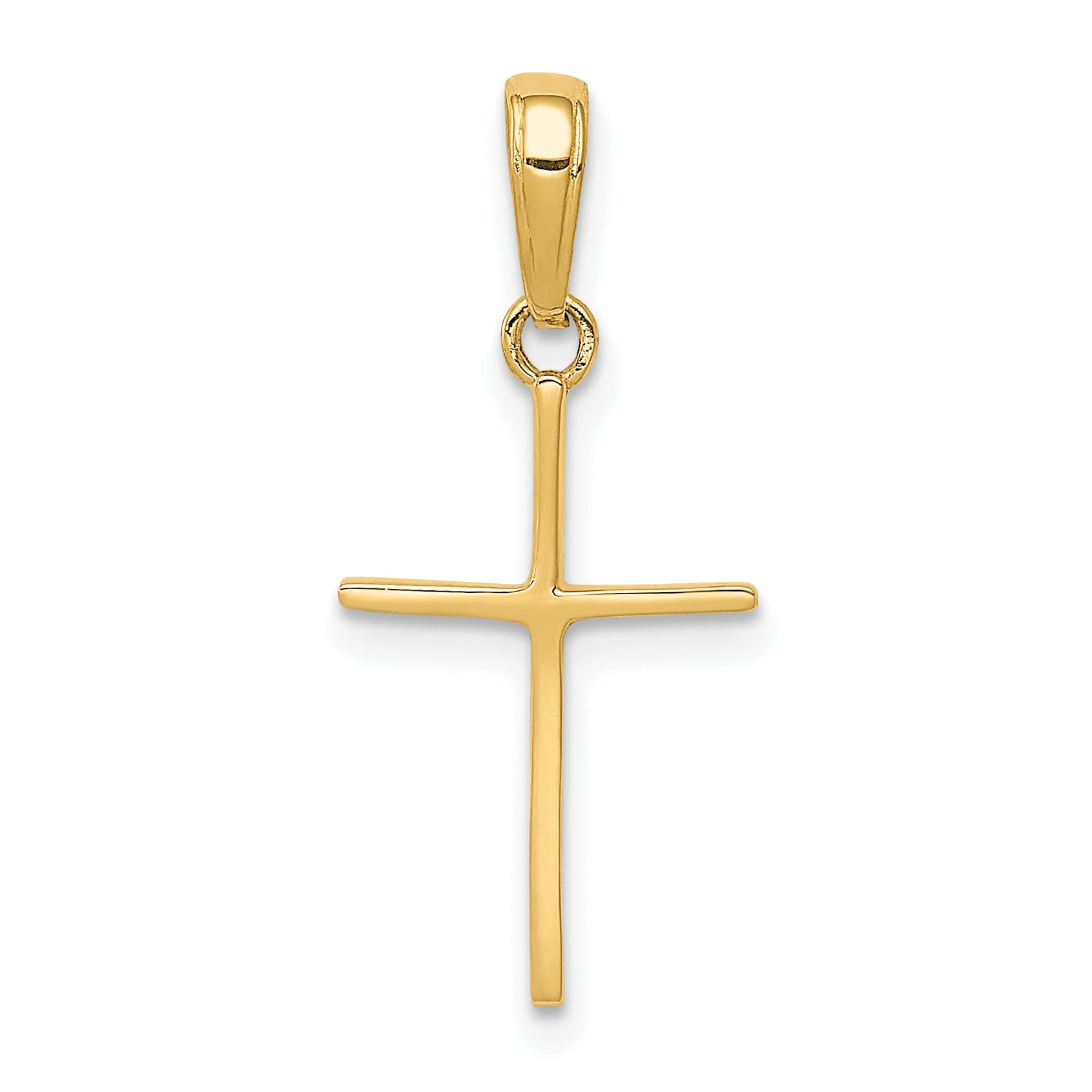 14K Gold Polished Cross Pendant with Solid Flat-Back Design by Sophia Jewelers