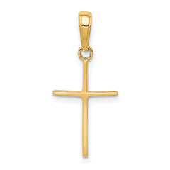 14K Gold Polished Cross Pendant with Solid Flat-Back Design by Sophia Jewelers