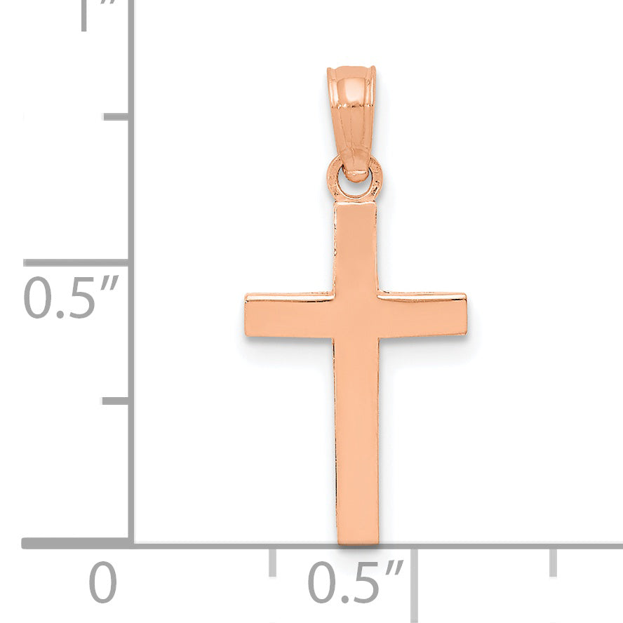 14k Rose Gold Beveled Cross Charm