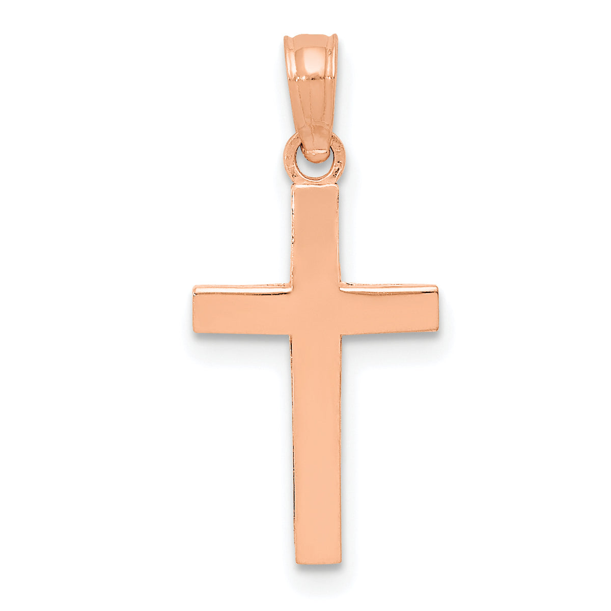 14k Rose Gold Beveled Cross Charm