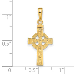 14K Gold Reversible Celtic Cross Pendant with Engraved "God Is Love"