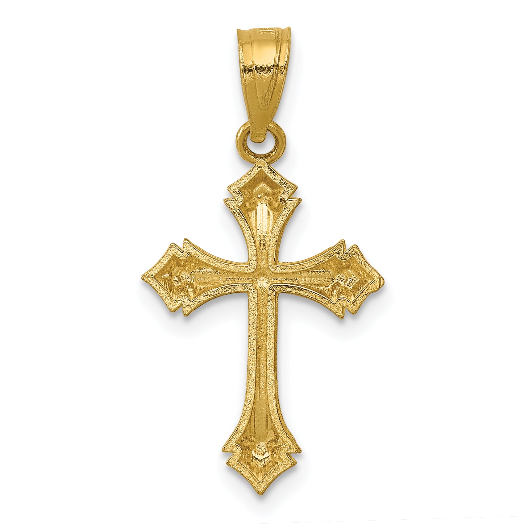 14K Gold Diamond-Cut Passion Cross Charm  Elegant, Solid Design