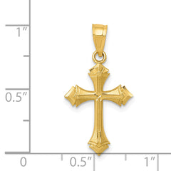 14K Gold Diamond-Cut Passion Cross Charm  Elegant, Solid Design