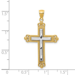 14K Two-Tone Gold Cross Pendant with Solid Cast Design 39mm