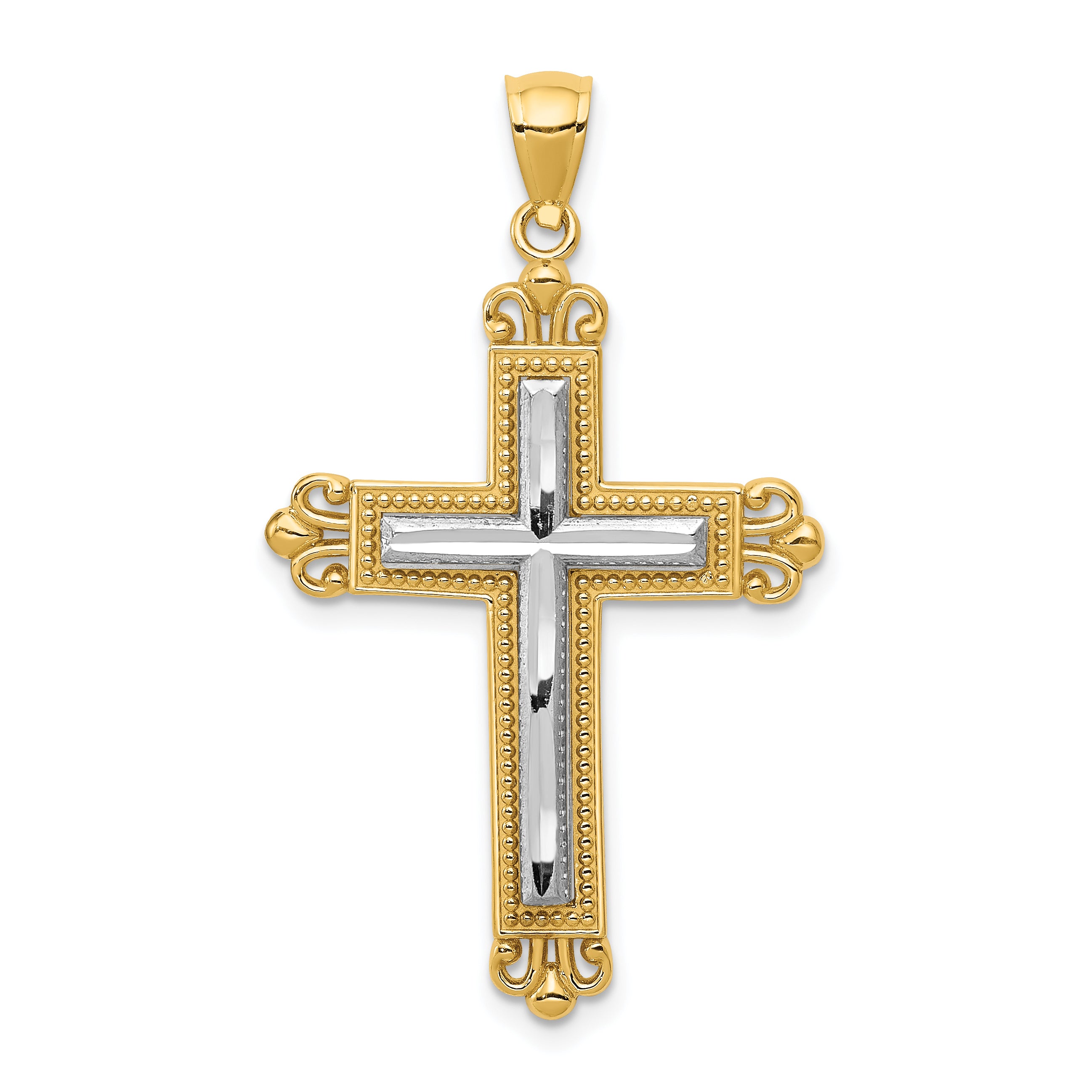 14k Two-tone Cross Pendant