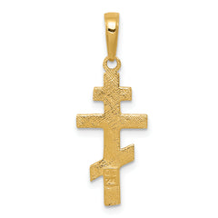 14K Gold Eastern Orthodox Cross Pendant with Polished Finish