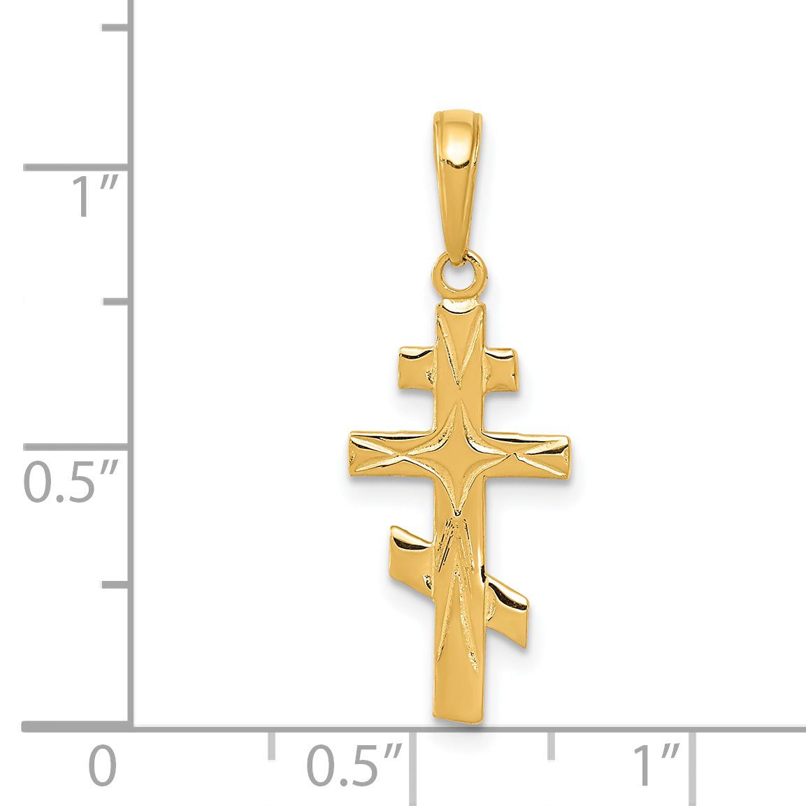 14K Gold Eastern Orthodox Cross Pendant with Polished Finish