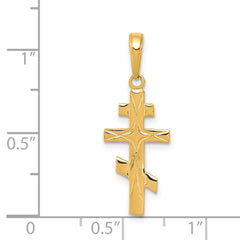 14K Gold Eastern Orthodox Cross Pendant with Polished Finish