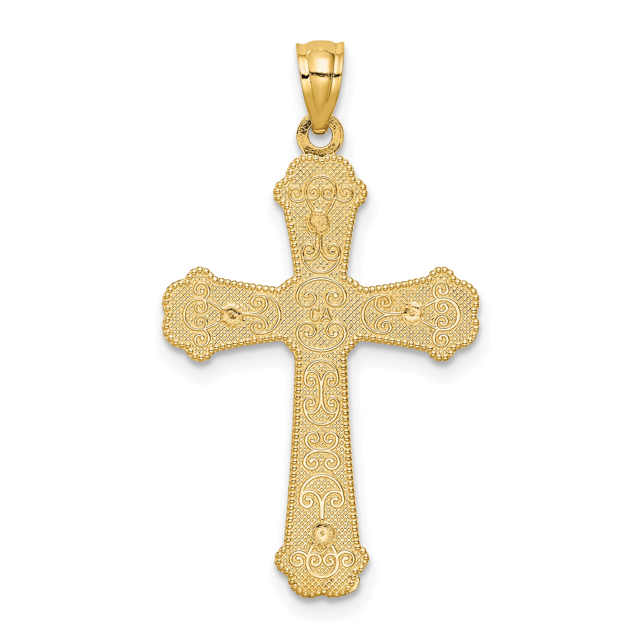 14K Two-Tone Gold Hearts Cross Pendant  Elegant, Casted Design