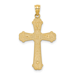 14K Two-Tone Gold Hearts Cross Pendant  Elegant, Casted Design