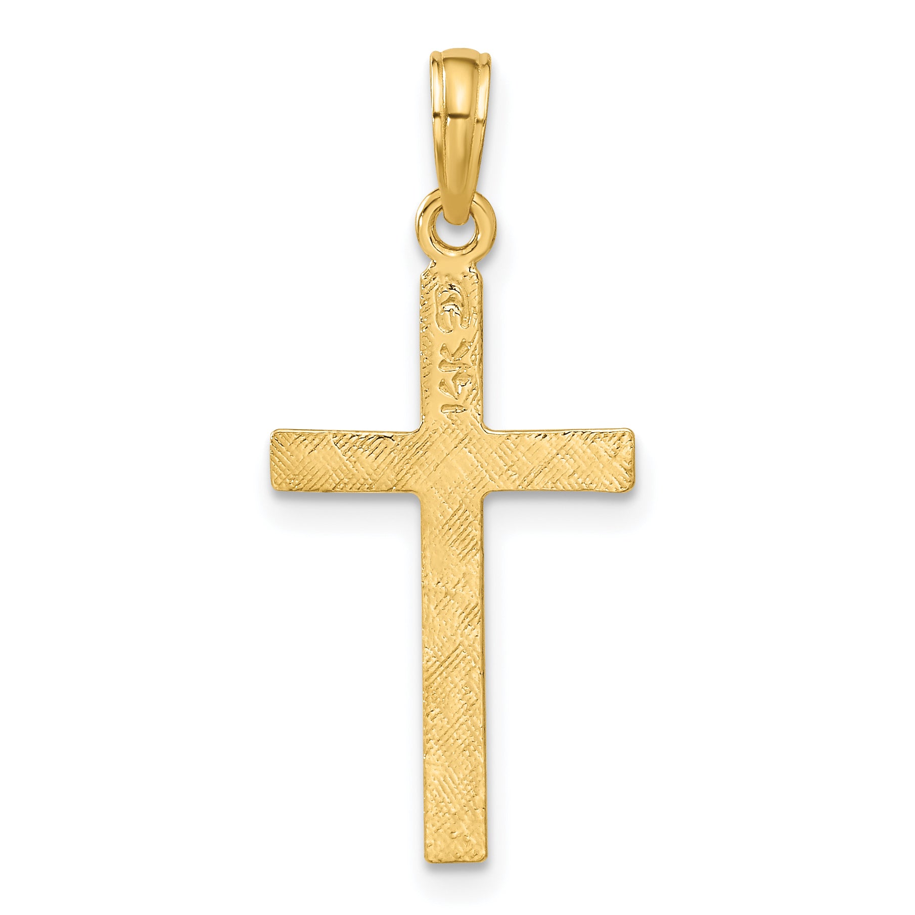 14K Gold Latin Cross Pendant with Solid Design and Flat Back