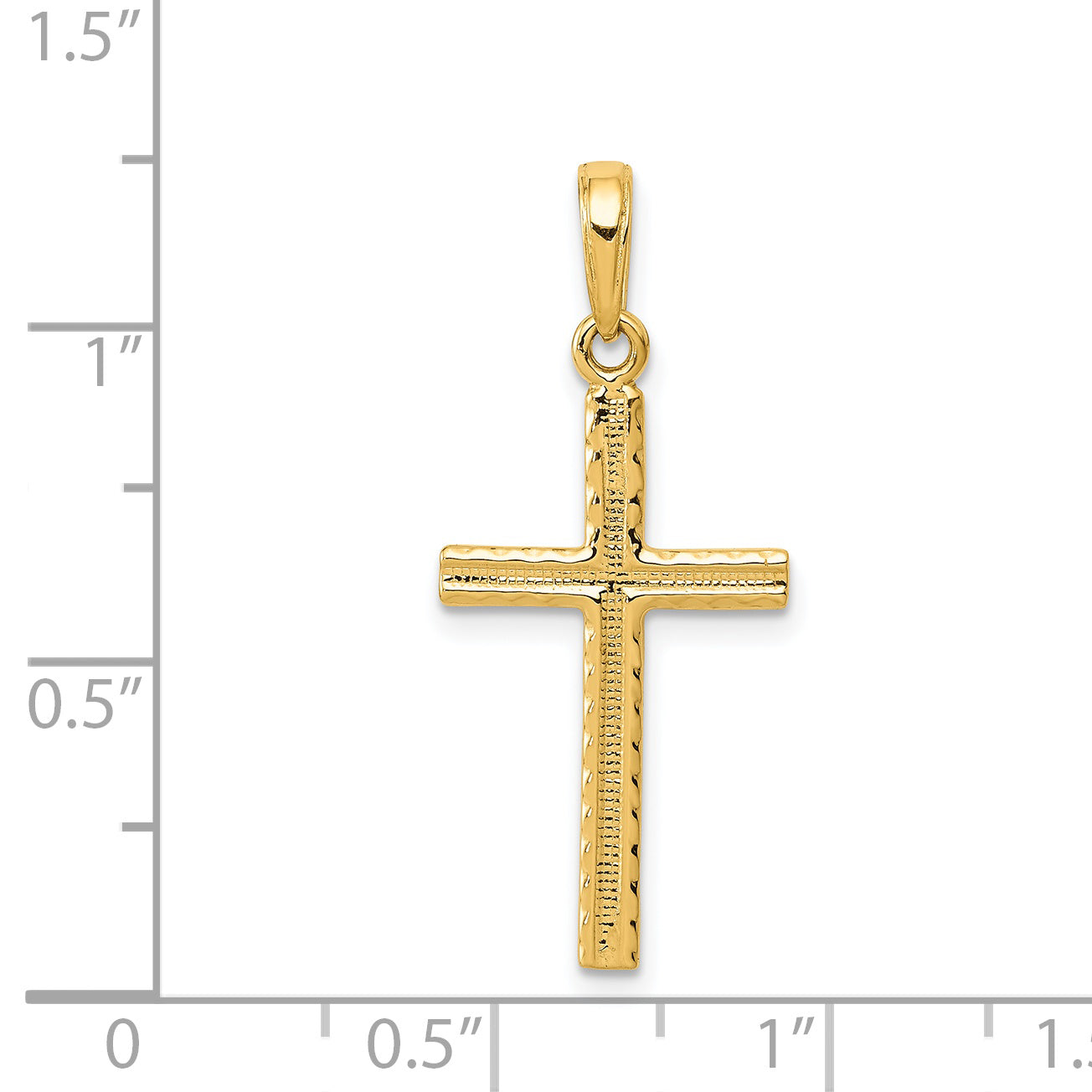 14K Gold Latin Cross Pendant with Solid Design and Flat Back