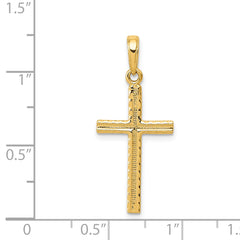 14K Gold Latin Cross Pendant with Solid Design and Flat Back