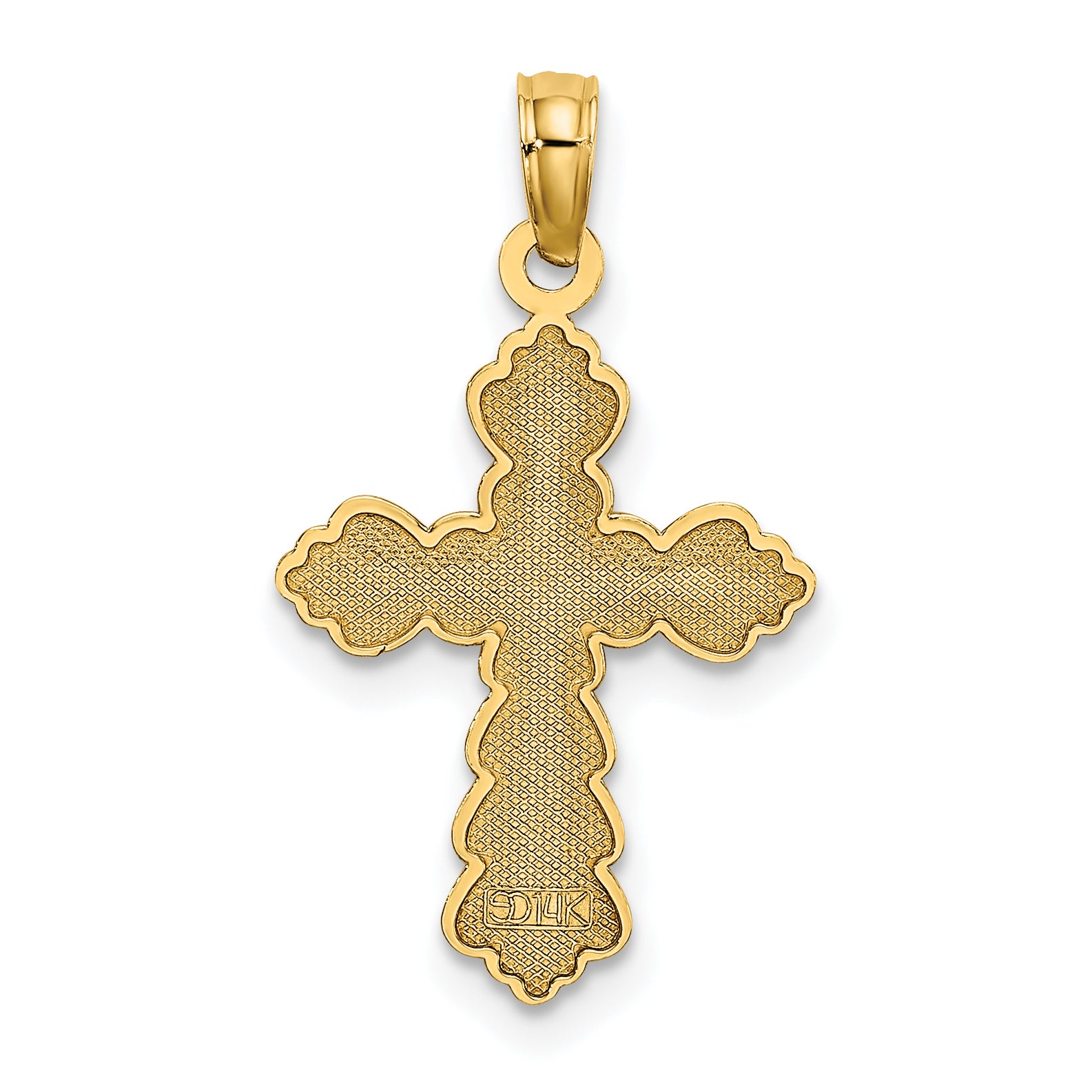 14k Scalloped Cross Charm